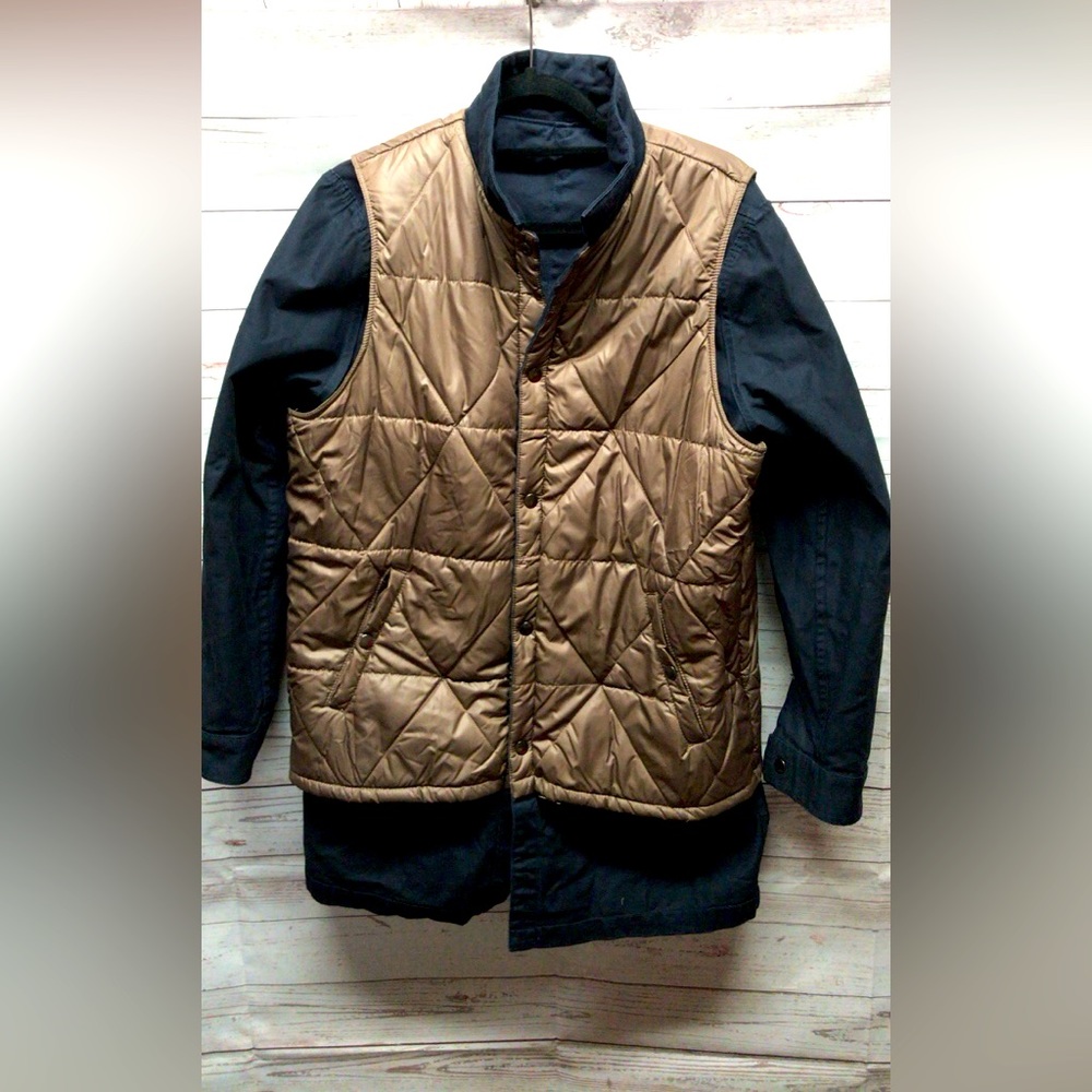 P.A.M. PAM 'PERKS AND MINI' MENS Reversible Jacket Medium Blue Brown EUC RARE